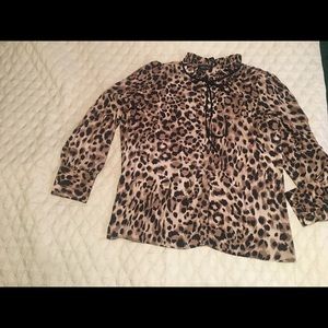 A  Leopard Print Blouse.  Polyester no Iron !